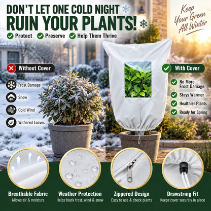 🌿 WINTER GARDEN ESSENTIAL |❄️ Plant Frost Protection Cover – Breathable Reusable Cover for Shrubs, Pots & Young Trees