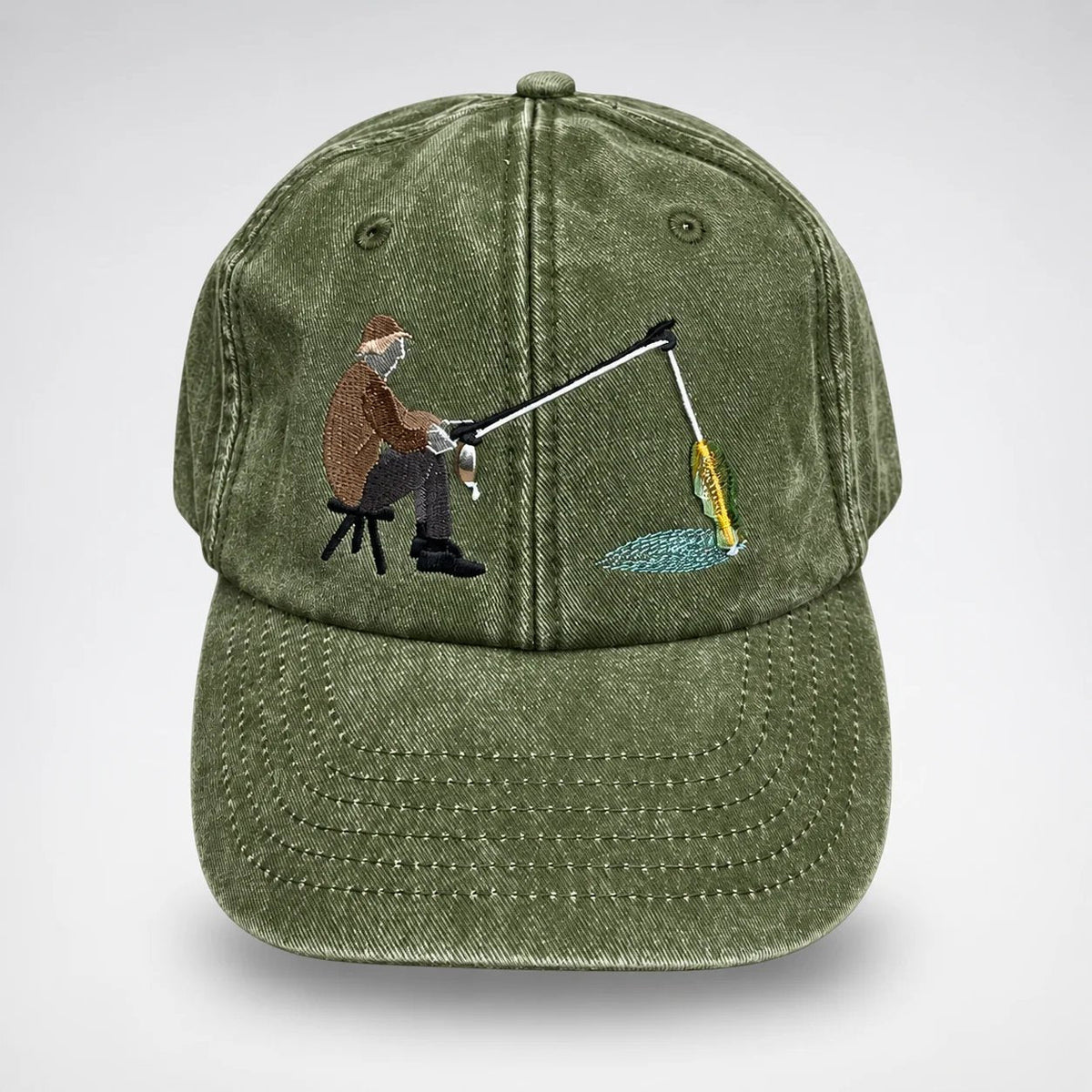 🎣🧢 Catch of the Day Interactive Fishing Cap –🎁 Vintage Washed Moving Fish Hat