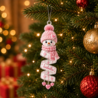 Christmas Snowman Spiral Ornament, Custom Name Snowman Acrylic Ornament, Christmas Tree Decor, Santa Snowman, 2026 Christmas Keepsake