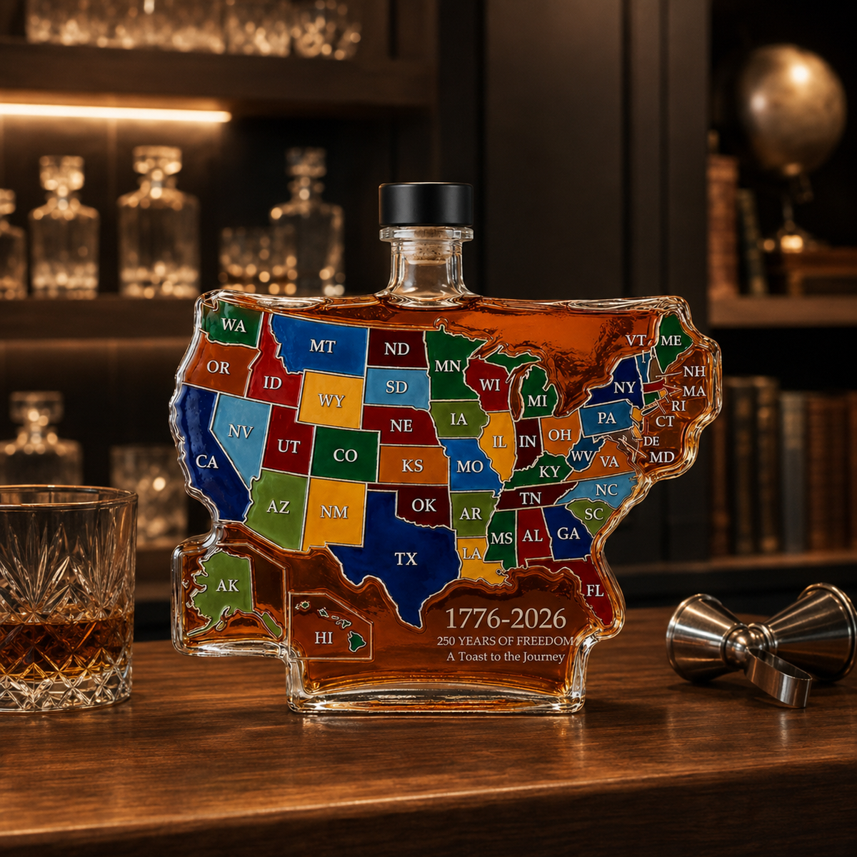 USA 50 State 250th Anniversary Whiskey Bottle Decanter