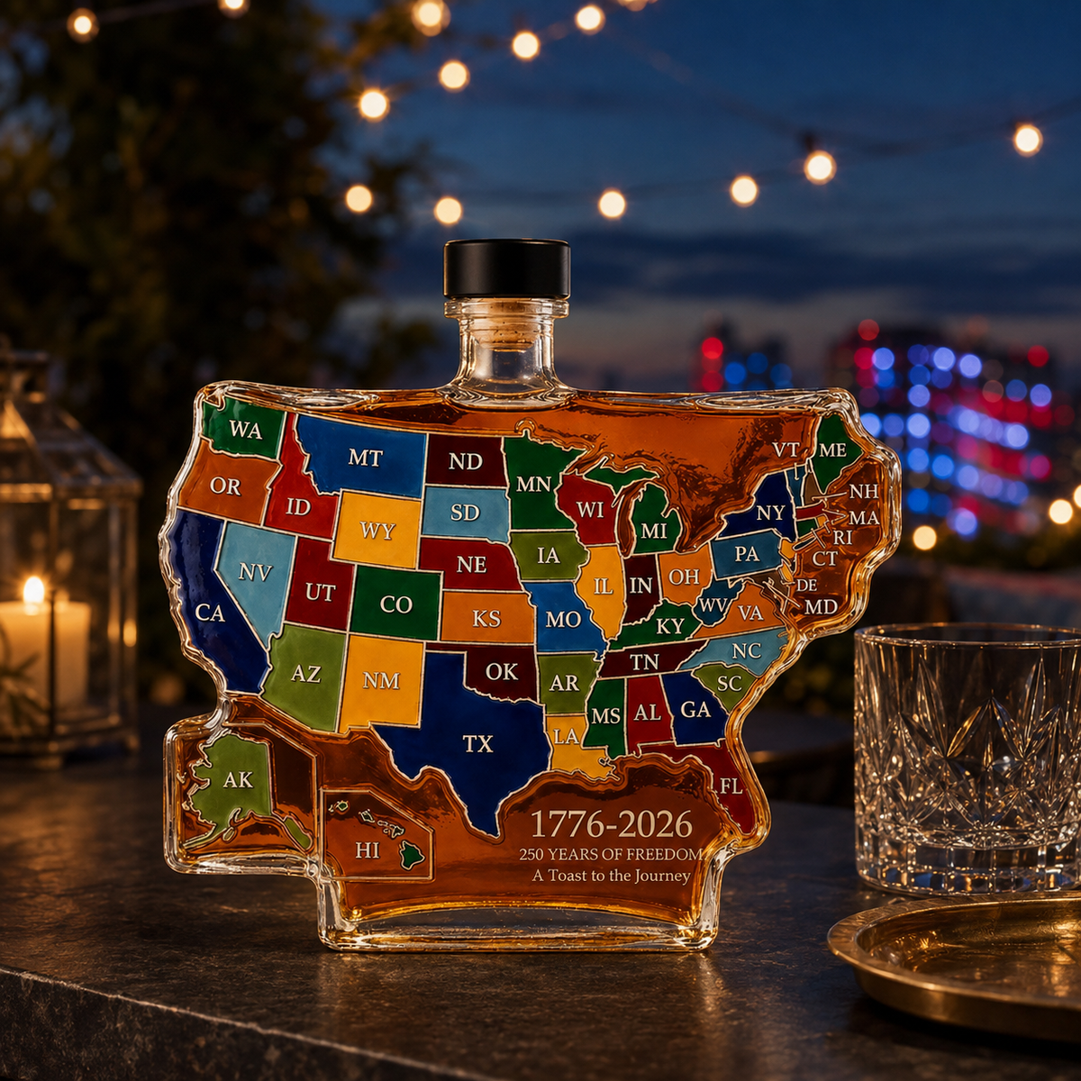 USA 50 State 250th Anniversary Whiskey Bottle Decanter