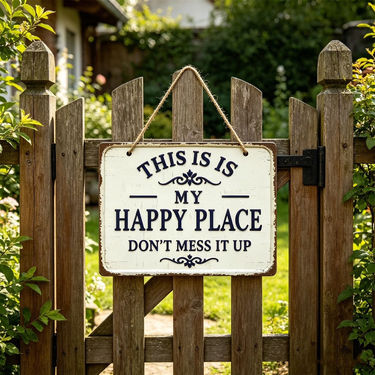 ⚡Last Day 49% OFF-Vintage Statement Metal Sign, 'This Is My Happy Place Don't It up'