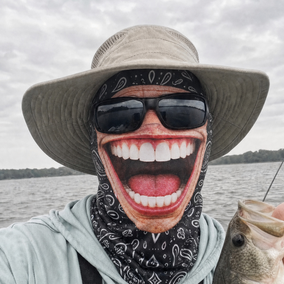 Funny Fishing Neck Gaiter – Big Mouth Smile Face Covering