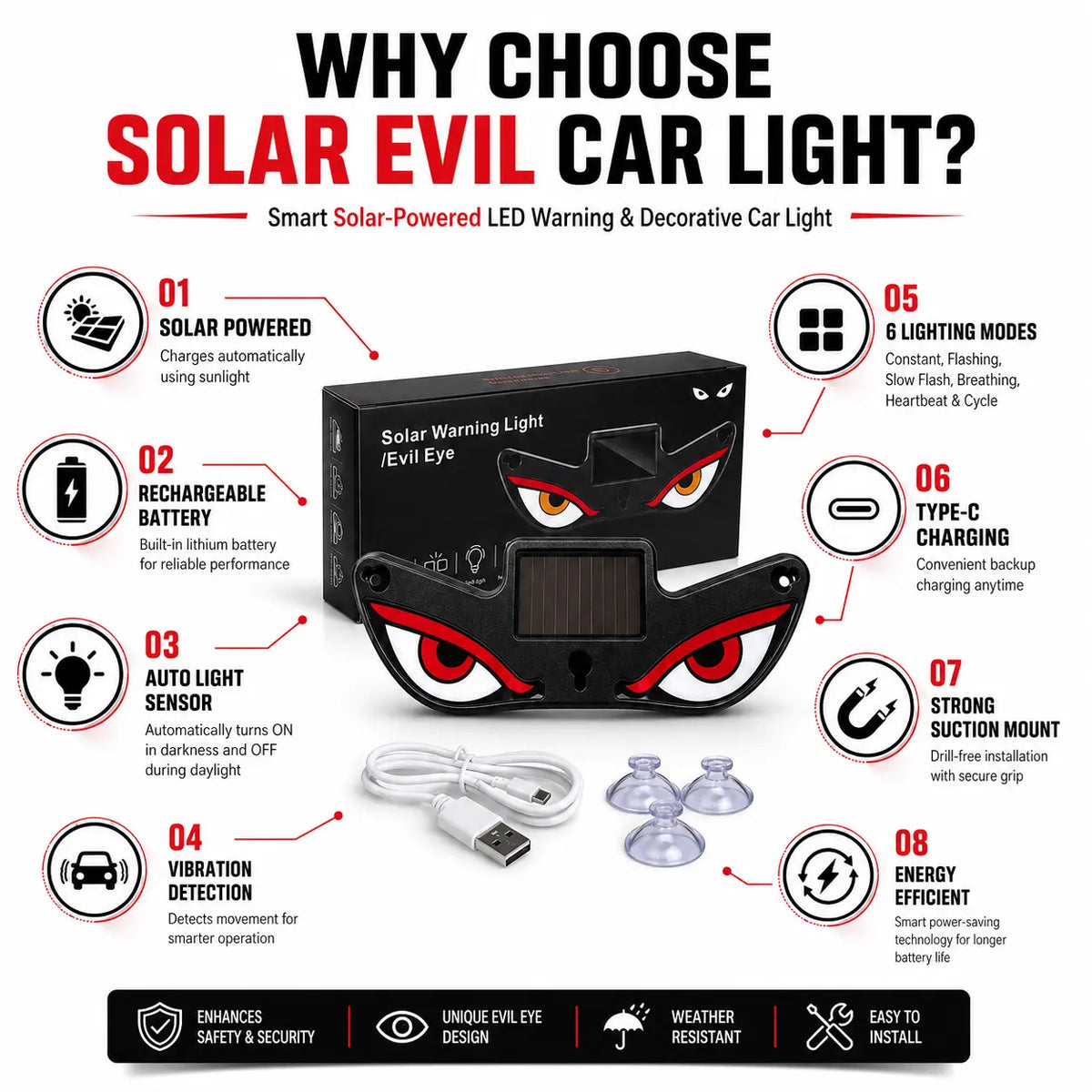 Solar Evil Warning Car Light